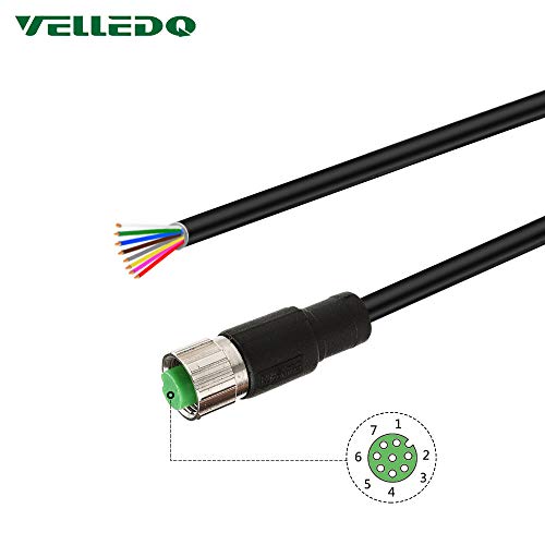 VELLEDQ Industrial Pre-Wired M12 Connector Cable 8-Pin Female A-Coding  3M/10FT PVC Line
