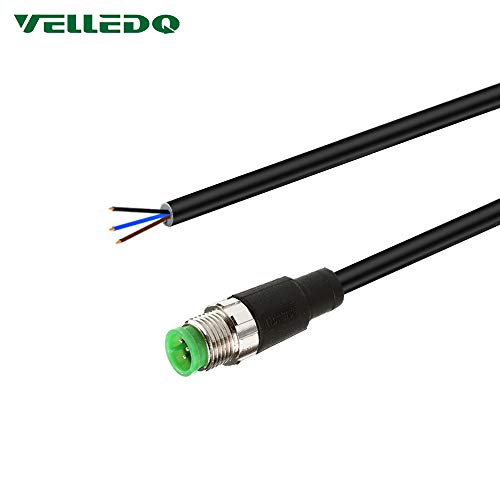 VELLEDQ Industrial Field Assembly M12 3-Pin Male A Coding Sensor Connector Cable