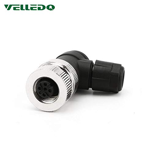 VELLEDQ Field-wireable M12 Sensor Connector 4-Pin Female Adaptor PG 7 Cable Gland Screw Terminal Plug Fittings