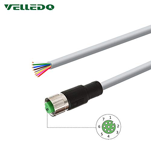 VELLEDQ Field Assembly M12 8-Pin Female A Coding Industrial Sensor Connector Cable Cord