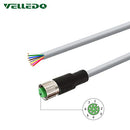 VELLEDQ Industrial Field-wireable M12 Sensor Connector 8-Pin Female Adaptor Plug Fittings with 2M/79 inch PVC Actuator Cable