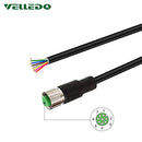 VELLEDQ Industrial Pre-Wired M12 Connector Cable 8-Pin Female A-Coding 3M/10FT PVC Line