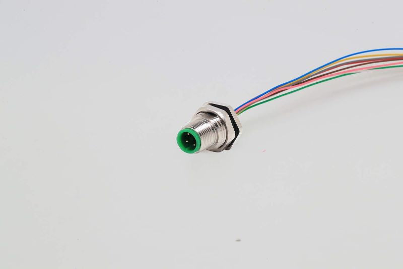 Field Assembly Sensor/Actuator Panel Mount Connector M12 4Pin Male A-Coding Rear Flange Joint with 1M/3FT 24AWG Cable Wire.