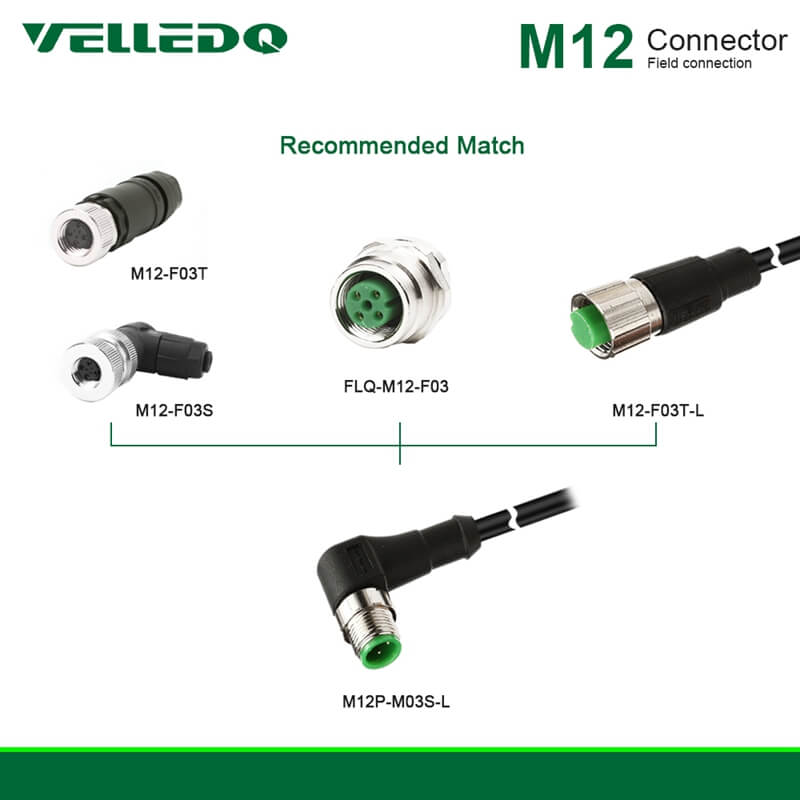 IP67 Industrial Pre-Wired M12 A-Coding 3PIN 4PIN Right Angle Circular Connector With 2M/3M/5M PVC Cable.