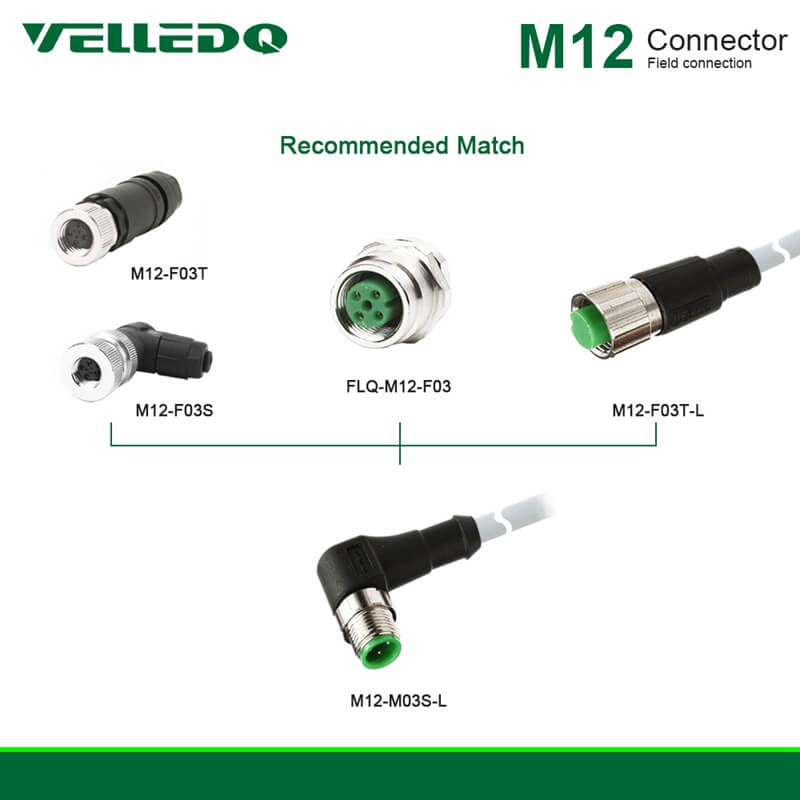 IP67 Industrial Pre-Wired M12 A-Coding 3PIN 4PIN Right Angle Circular Connector With 2M/3M/5M PVC Cable.