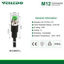 VELLEDQ Industrial Pre-Wired M12 Connector Cable 3-Pin Male Straight A-Coding 3M/10FT PVC Line Wiring Harness.