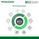 VELLEDQ Industrial Pre-Wired M12 Connector Cable 3-Pin Male Straight A-Coding 3M/10FT PVC Line Wiring Harness.