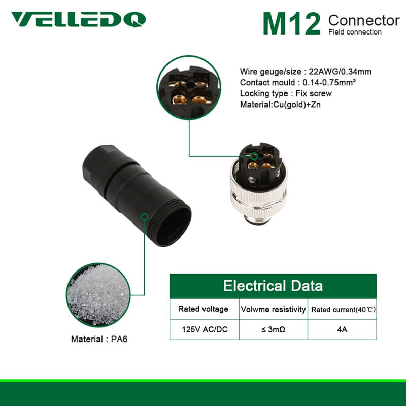 Field-wireable M12 5Pin/8Pin Straight Adaptor Screw Terminal Sensor Connector And Plug Fittings.