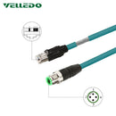 Industrial Pre-Wired M12 4-Pin D-Coding Male Connector to RJ45 E4 Plug ETHERNET Cable 1M/3FT Shielded Line.