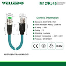 Industrial Pre-Wired M12 4-Pin D-Coding Male Connector to RJ45 E4 Plug ETHERNET Cable 1M/3FT Shielded Line.