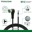 Pre-Wired Shielded M12 A-Coding 3PIN 4PIN Right Angle Circular Connector With 2M/3M/5M PVC Cable/Line.