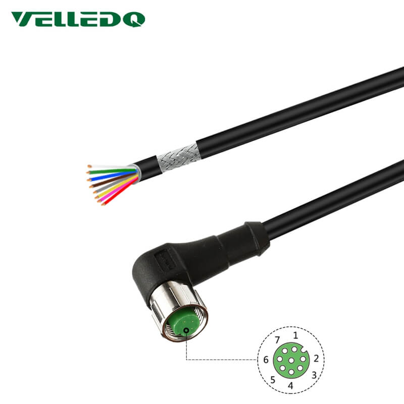 Waterproof IP67 Shielded M12 5PIN 8PIN Right Angle Sensor Connectors With 2M/3M/5M PVC Line/Cable.