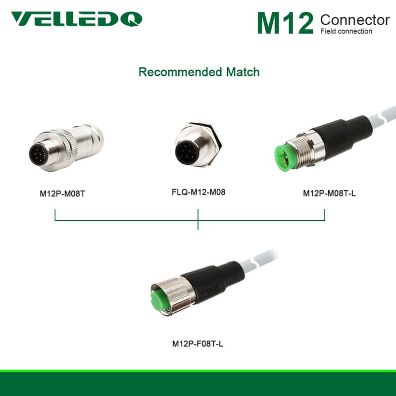 IP67 Industrial Shielded M12 Straight 5PIN 8PIN Circular Connector With 2M/3M/5M PVC Line Cable/Hardness Wiring.