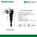 Field Assembly M12 Shielded Right Angle 12Pin Male/Female Sensor Connector With 2M/3M/5M Cable Cord/Wiring.