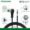 Pre-Wired Shielded M12 A-Coding 3PIN 4PIN Right Angle Circular Connector With 2M/3M/5M PVC Cable/Line.