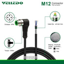 Pre-Wired Shielded M12 A-Coding 3PIN 4PIN Right Angle Circular Connector With 2M/3M/5M PVC Cable/Line.