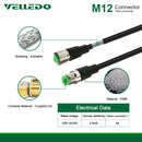 Field-wireable A-coding Both End Cable Shielded M12 5Pin Female to Male CAN Open Device Net Sensor Connectors.