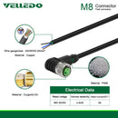 IP67 Waterproof Industrial Field Assembly Cable With M8 3/4Pin Right Angle Sensor Connectors.