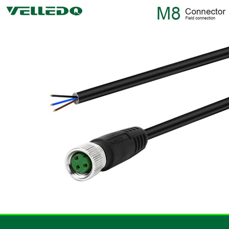 Field Assembly Wire M8 A Coding 3/4Pin Sensor Connectors With 2M/3M/5M PVC Length Cable Cord.