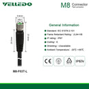 Field Assembly Wire M8 A Coding 3/4Pin Sensor Connectors With 2M/3M/5M PVC Length Cable Cord.