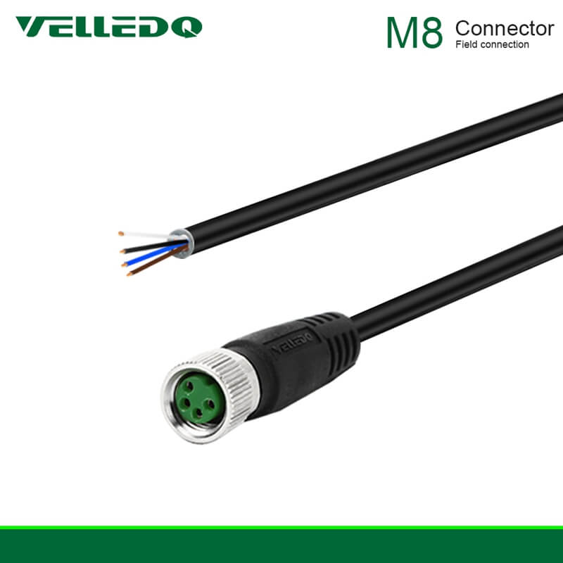 Field Assembly Wire M8 A Coding 3/4Pin Sensor Connectors With 2M/3M/5M PVC Length Cable Cord.