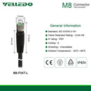 Field Assembly Wire M8 A Coding 3/4Pin Sensor Connectors With 2M/3M/5M PVC Length Cable Cord.