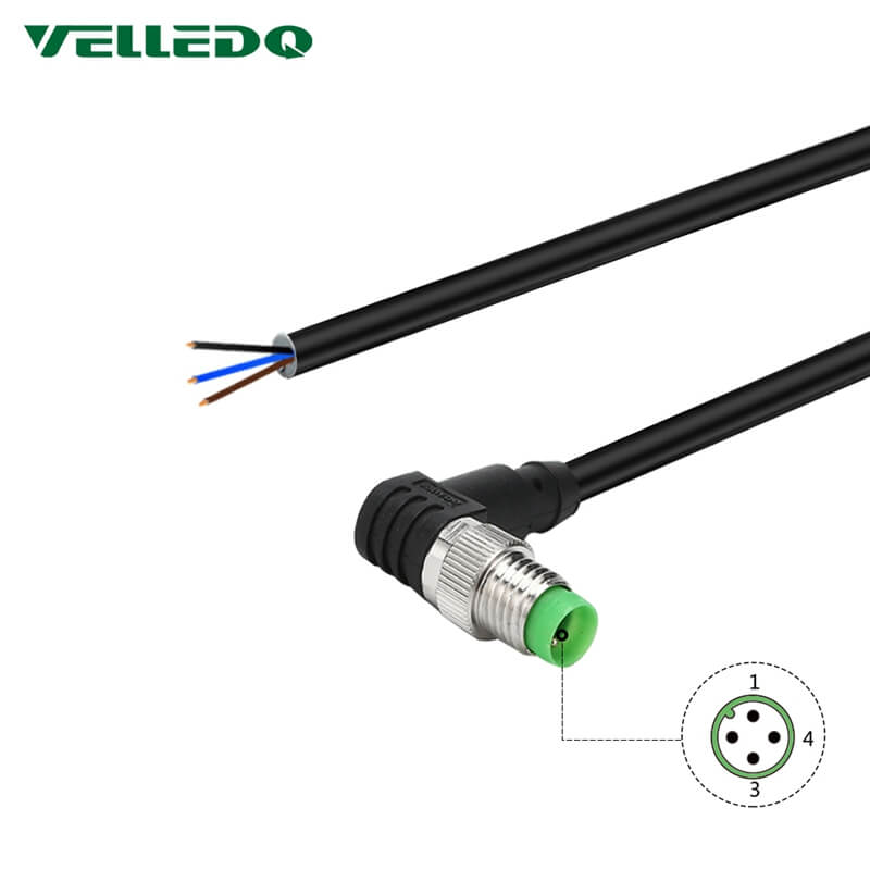 IP67 Waterproof Industrial Field Assembly Cable With M8 3/4Pin Right Angle Sensor Connectors.