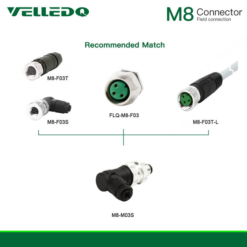 Industrial Field-wireable M8 Right Angle 3/4Pin Male/Female Circular Sensor Connector.