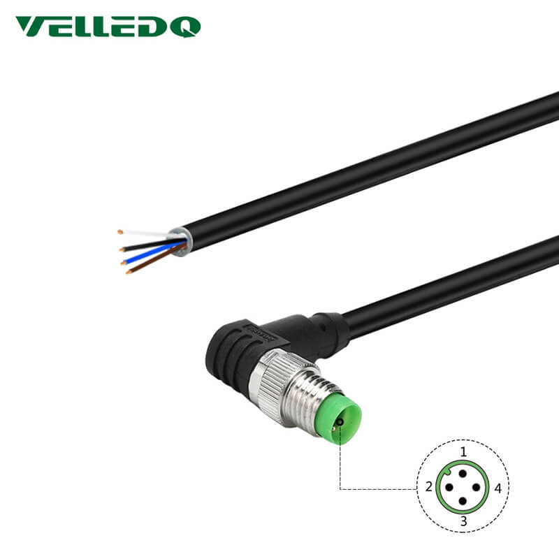 IP67 Waterproof Industrial Field Assembly Cable With M8 3/4Pin Right Angle Sensor Connectors.