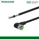 M8 Shielded 3/4Pin Right Angle Sensor Connectors With Field Assembly PVC Cables.