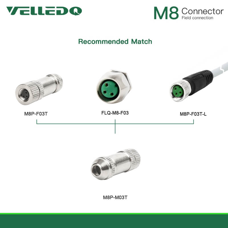 Industrial Waterproof Shielded M8 Metal Straight 3PIN 4PIN Circular Connectors.