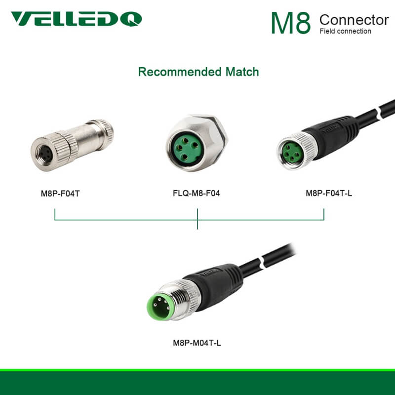 IP67 Pre-Wired Shielded M8 Straight 3PIN 4PIN A-Coding Connectors with 2M/3M/5M PVC Line/Wire.